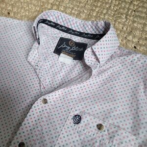 George Strait Wrangler Cowboy Cut Collection Button Down Pink White Diamond Sm